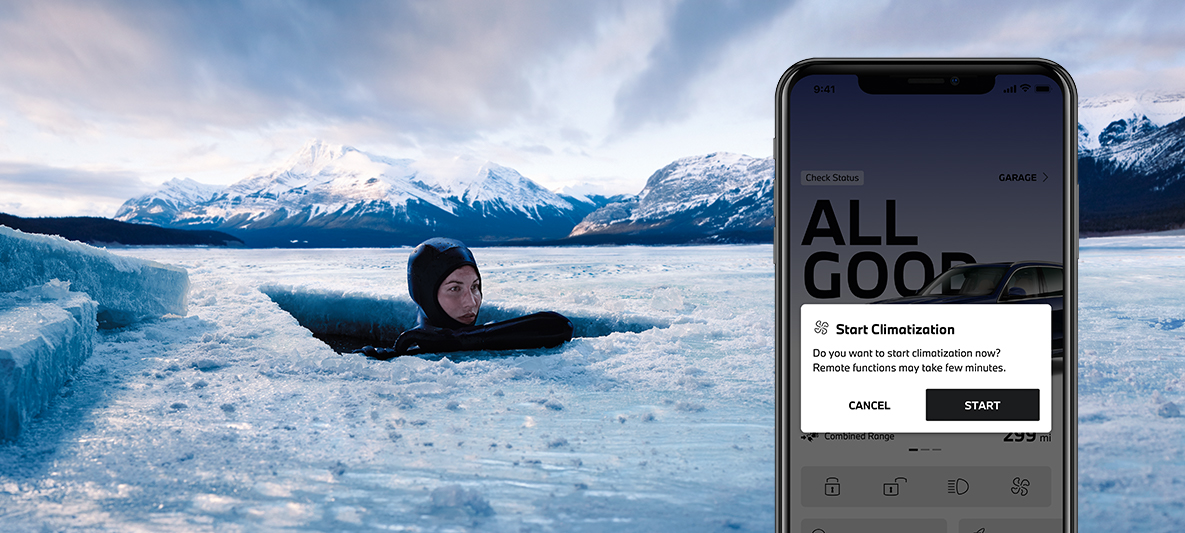 My BMW App remotely control my vehicle woman diving in ice My BMW App remotely control my vehicle woman diving in ice