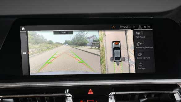 Rear view camera BMW 3 Series Sedan long-wheelbase G28 2021 Rear view camera BMW 3 Series Sedan long-wheelbase G28 2021 control display with image of rear camera