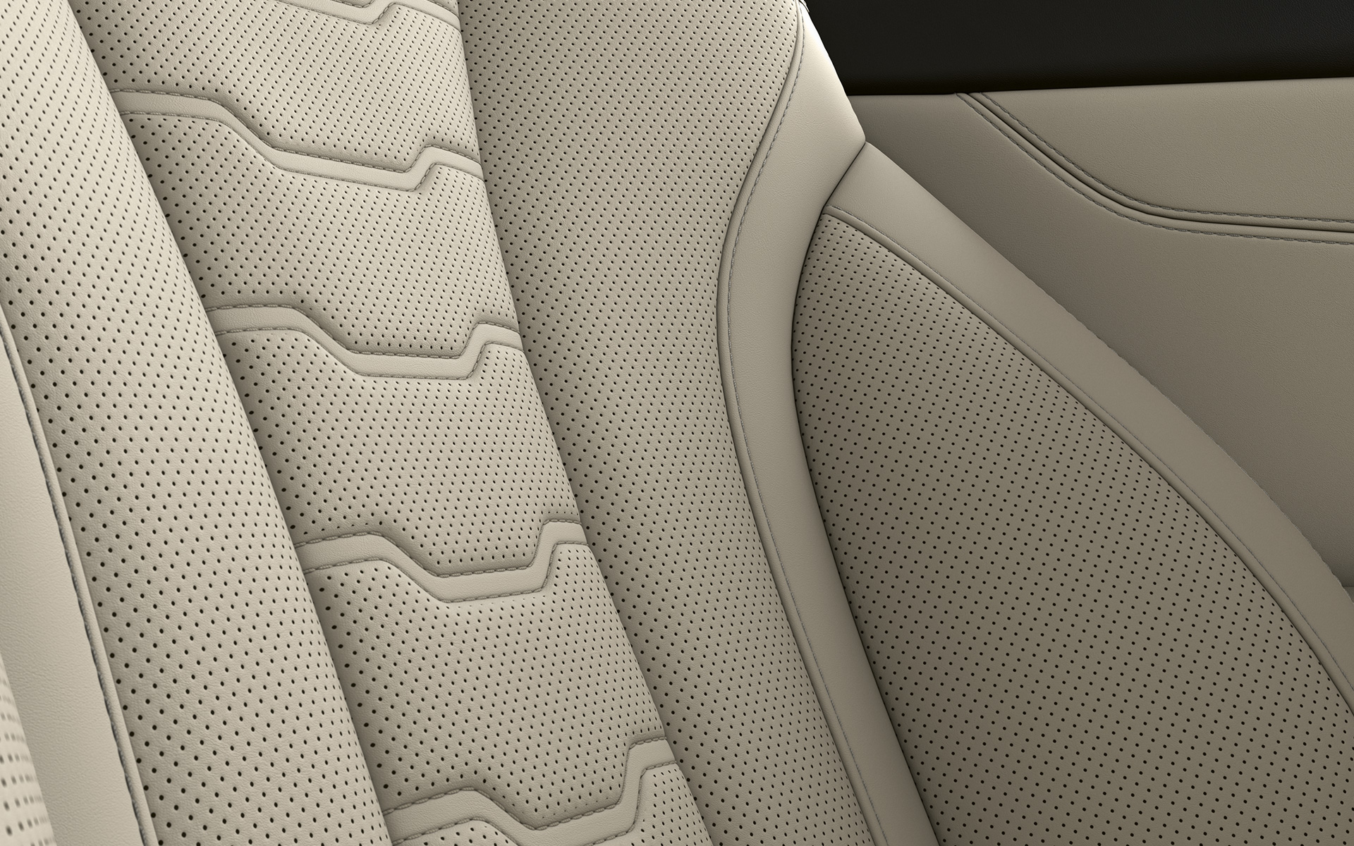 BMW 8 Series Coupé, upholstery Close-up of the upholstery and stitching of the BMW 8 Series Coupé.