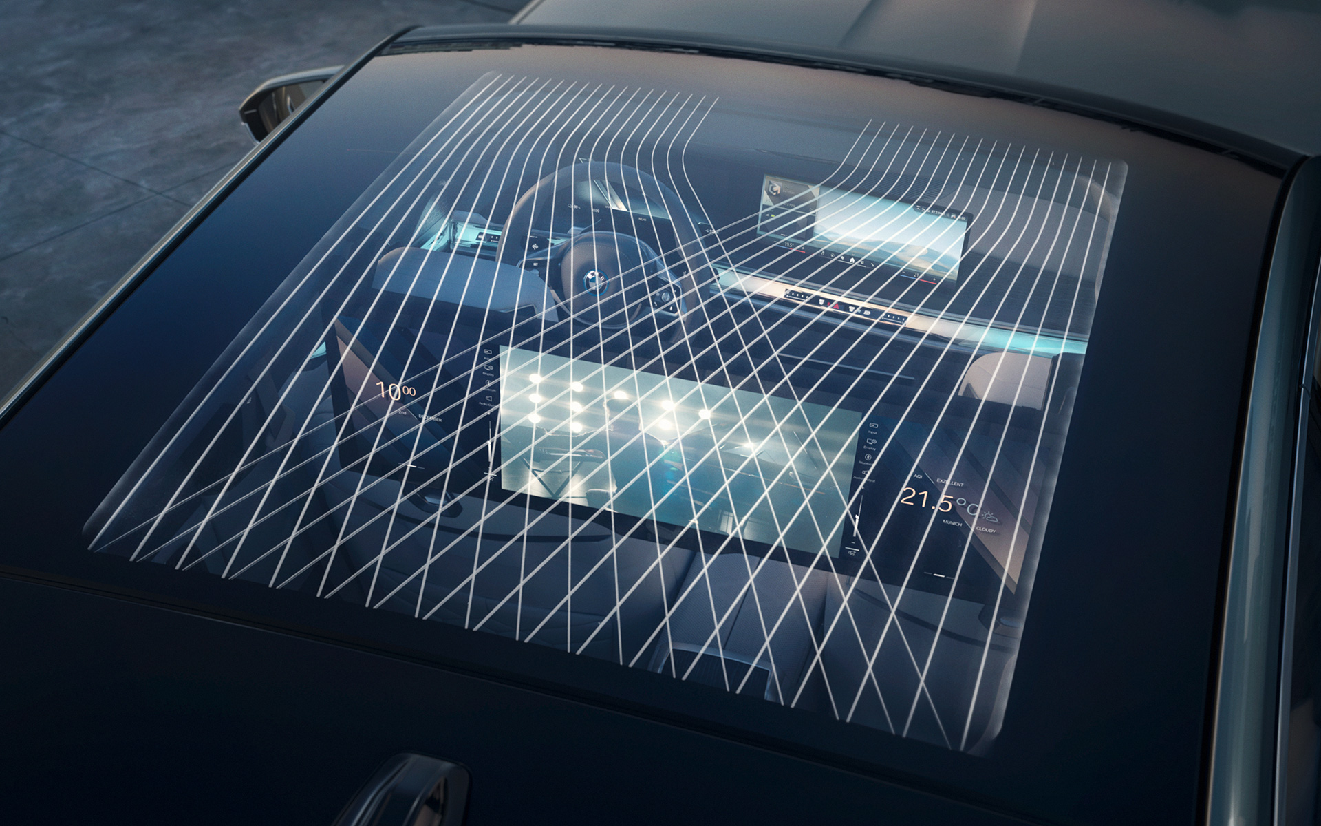 Panorama glass roof Sky Lounge BMW i7 Sedan G70 Interior Panorama glass roof Sky Lounge Illuminated BMW i7 Sedan G70 interior
