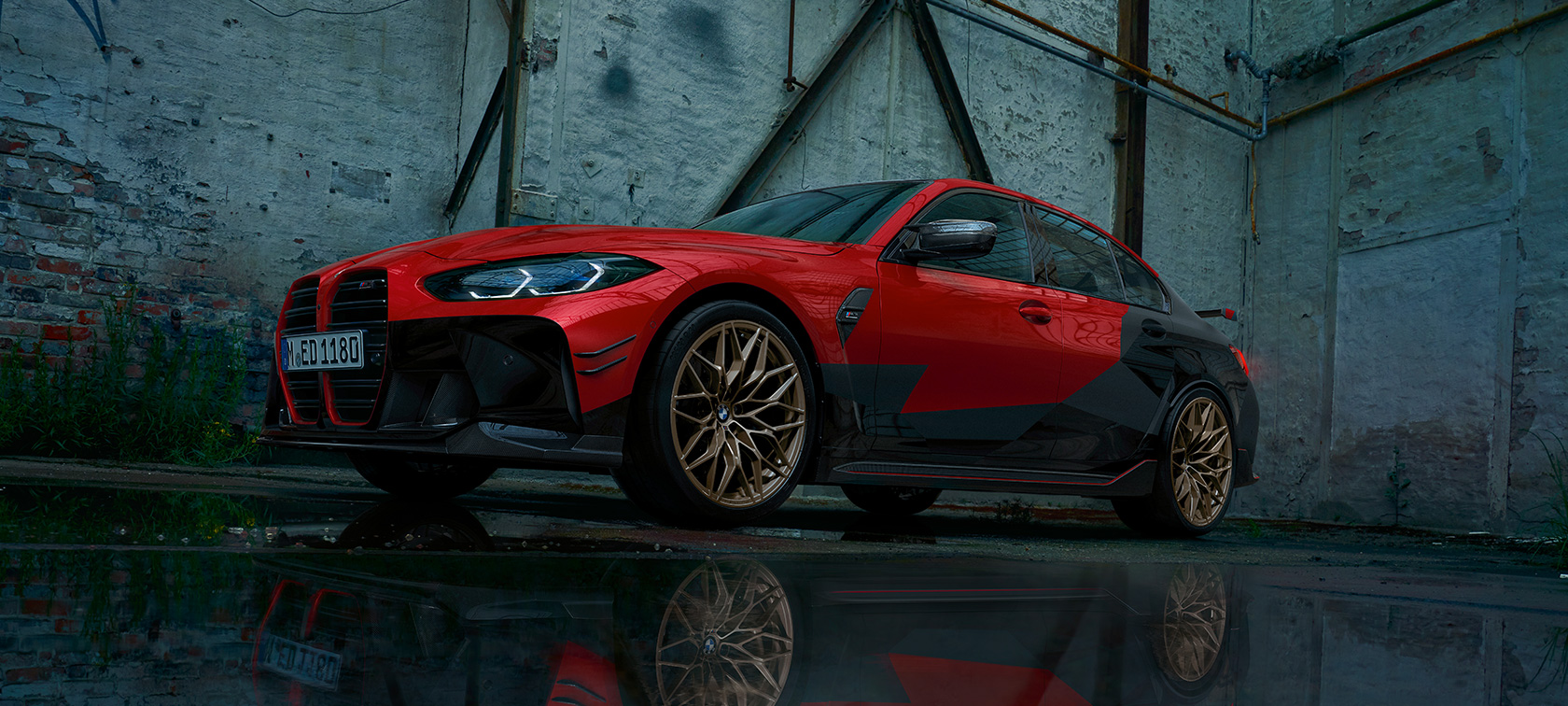 BMW M3 Sedan G80 2020 with BMW M Perfromance Parts BMW M3 Sedan G80 2020 three-quarter side view with BMW M Perfromance Parts
