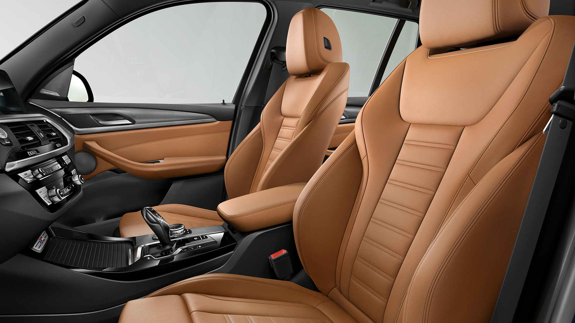 BMW X3 M40i interior. BMW X3 M40i sporty and comfortable interior with sports seats.