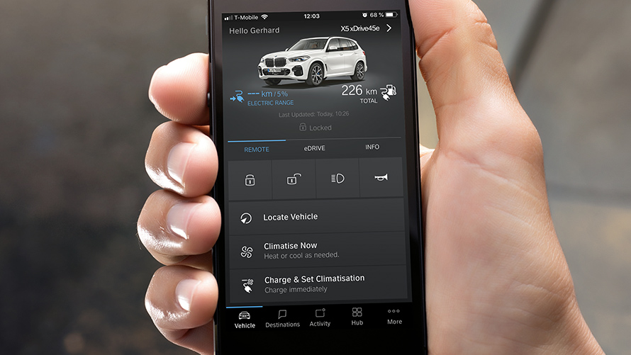 BMW X5, BMW Connected App BMW X5, BMW Connected App