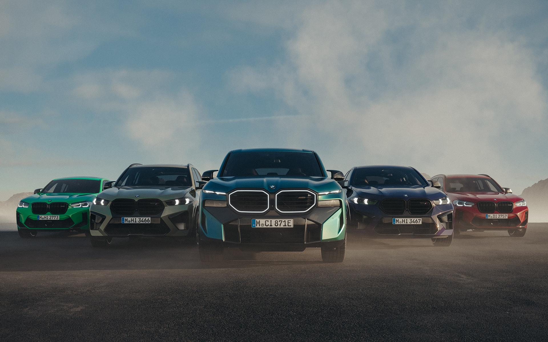 BMW X family shot in an arrow formation BMW X family shot U11, G01, G02, G05, G06, G07, G09 in an arrow formation