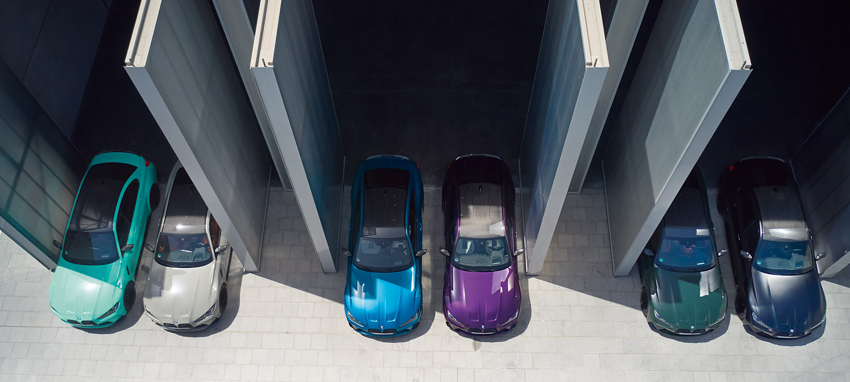 Six BMW M models with BMW Individual paint Six BMW M models with BMW Individual paint top view