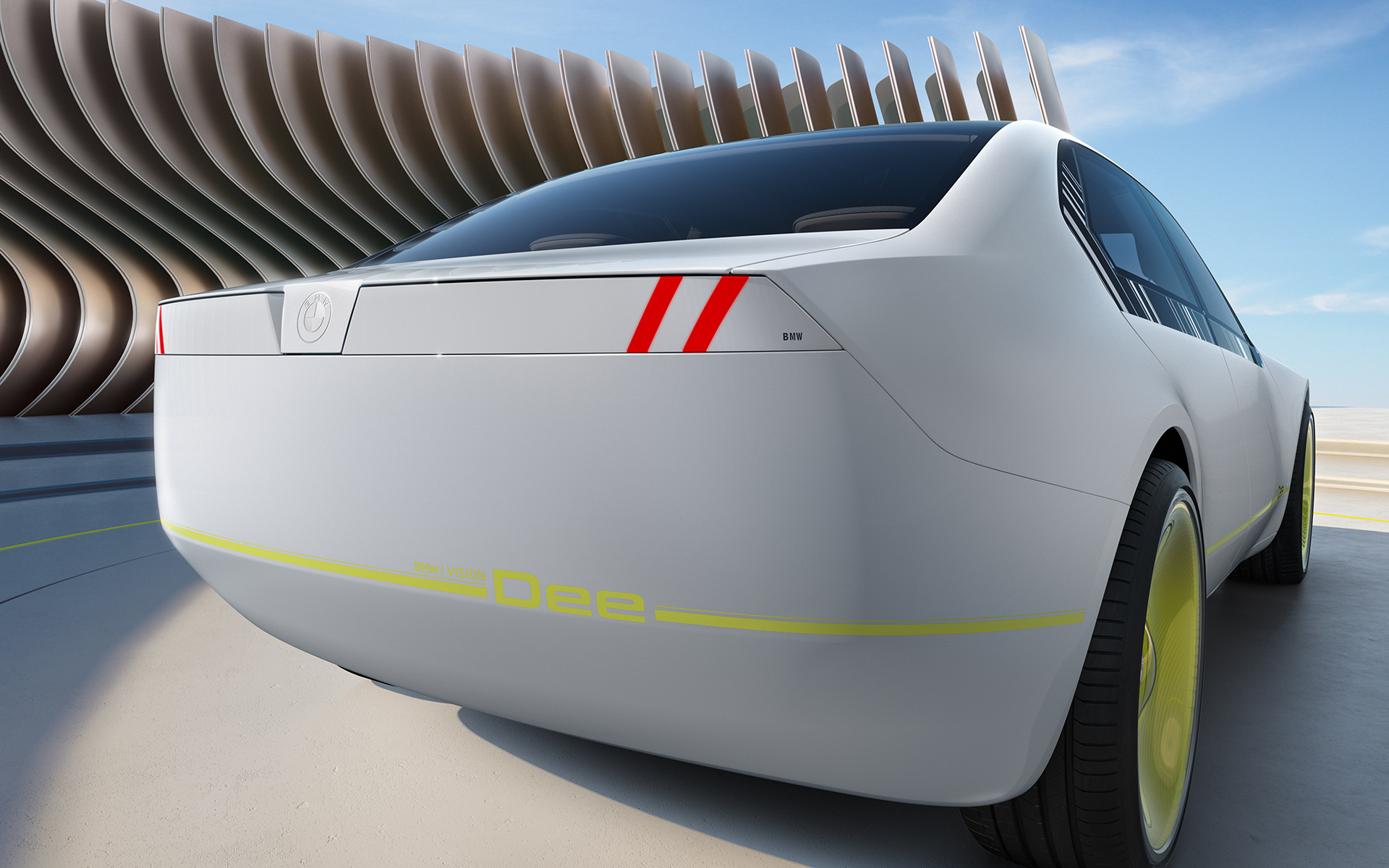 BMW i Vision Dee exterior design rear view BMW i Vision Dee Vision vehicle exterior design rear view total