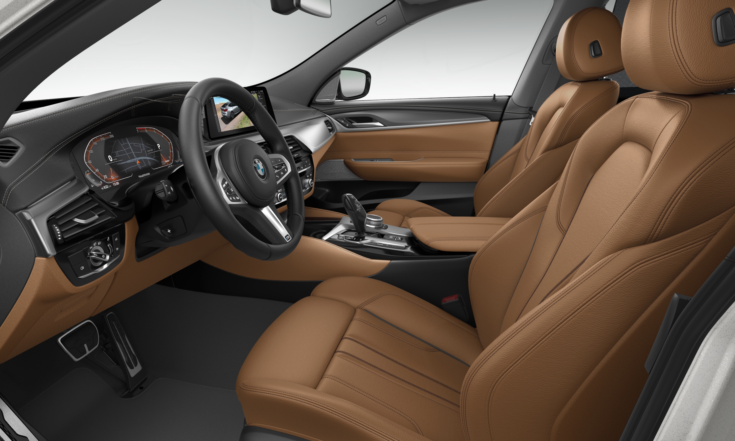 Upholstery BMW 6 Series Gran Turismo M Sport package G32 2020 Upholstery in Exclusive Leather ‘Nappa’ Ivory White BMW 6 Series Gran Turismo G32 640i xDrive 2020 M Sport package interior