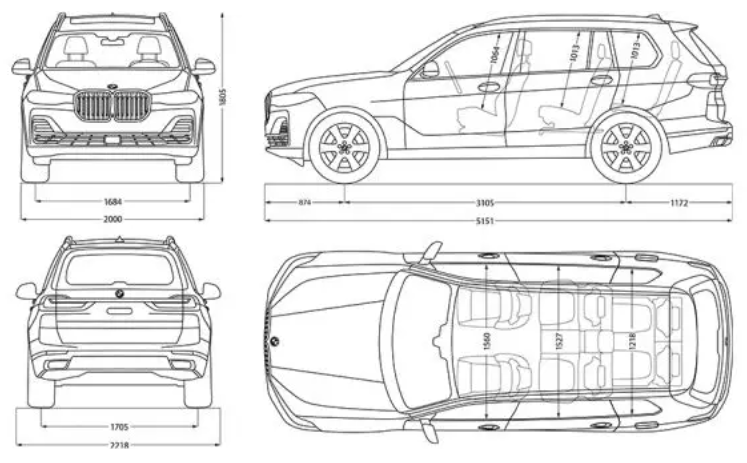 Line drawing BMW X7 dimensions Line drawing BMW X7 dimensions